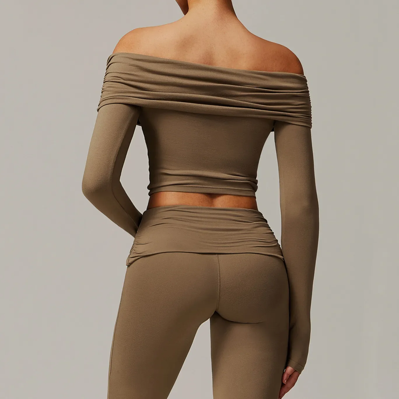 One-shoulder Long Sleeve Yoga Crop Top