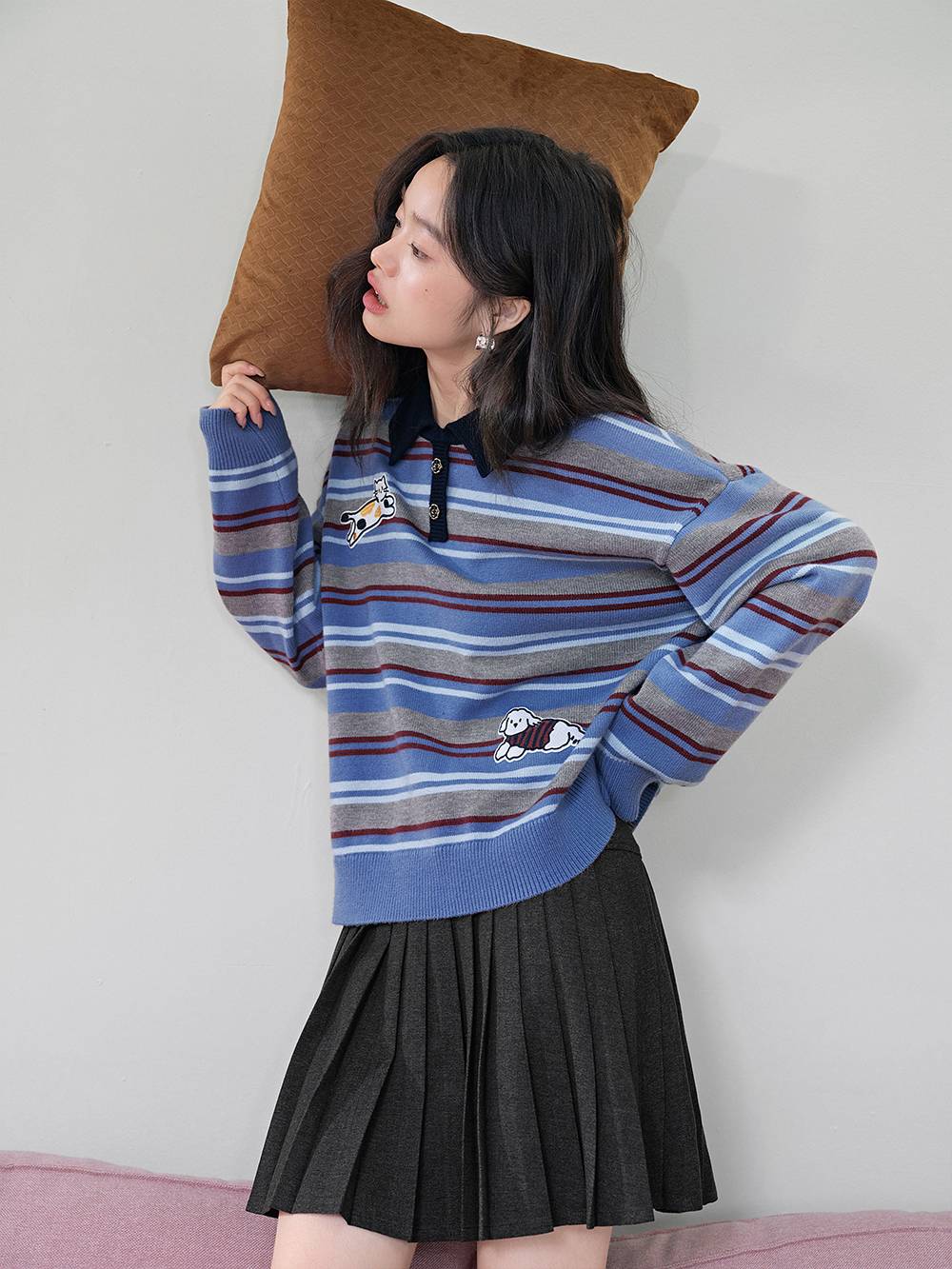 Striped Collared Sweater