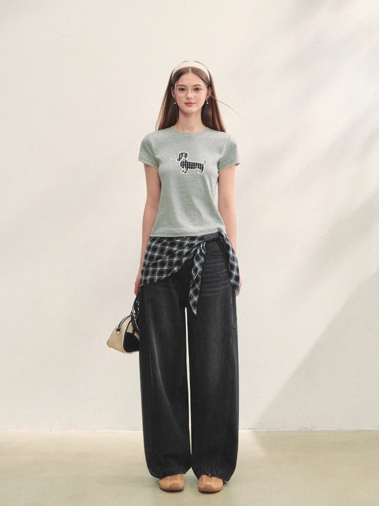 Print Dog Embroidered Tee