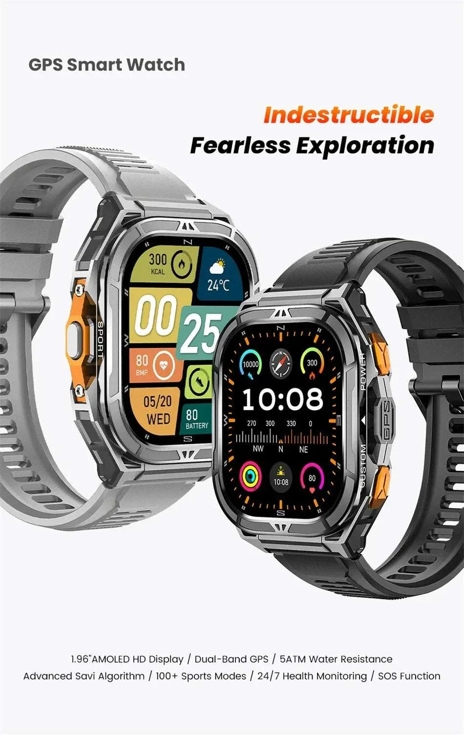 Terra-X GPS Rugged Smartwatch | 1.96