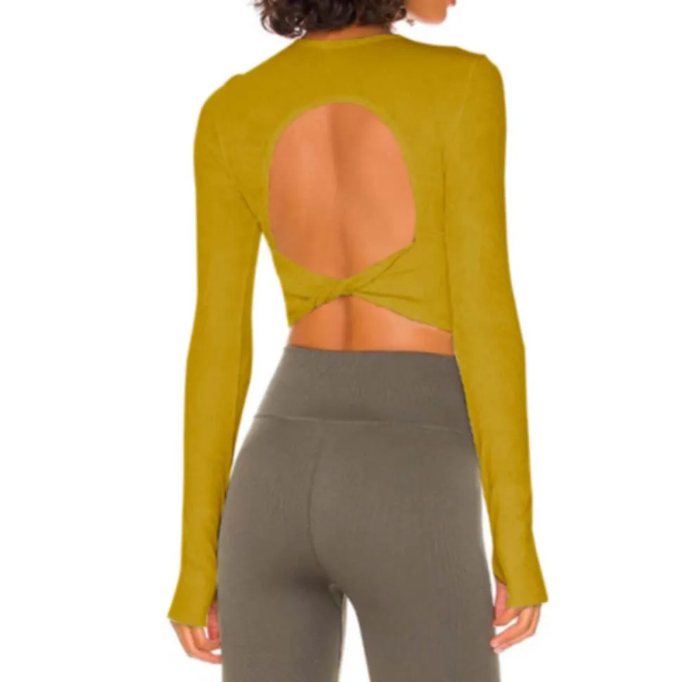 Ribbed Long Sleeve Yoga Tops