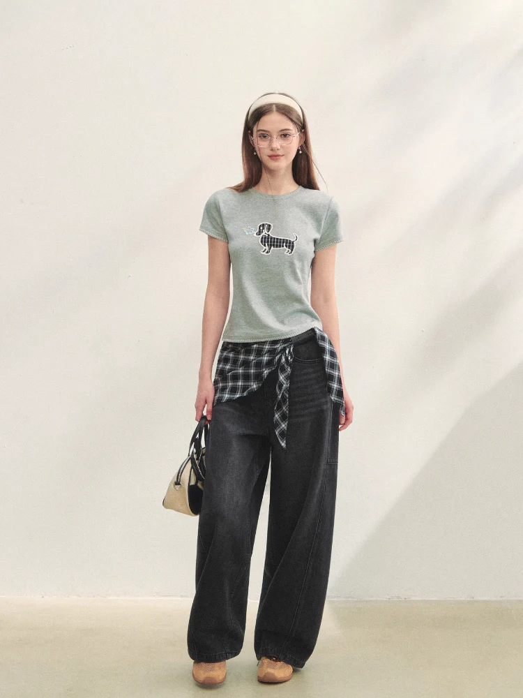 Print Dog Embroidered Tee