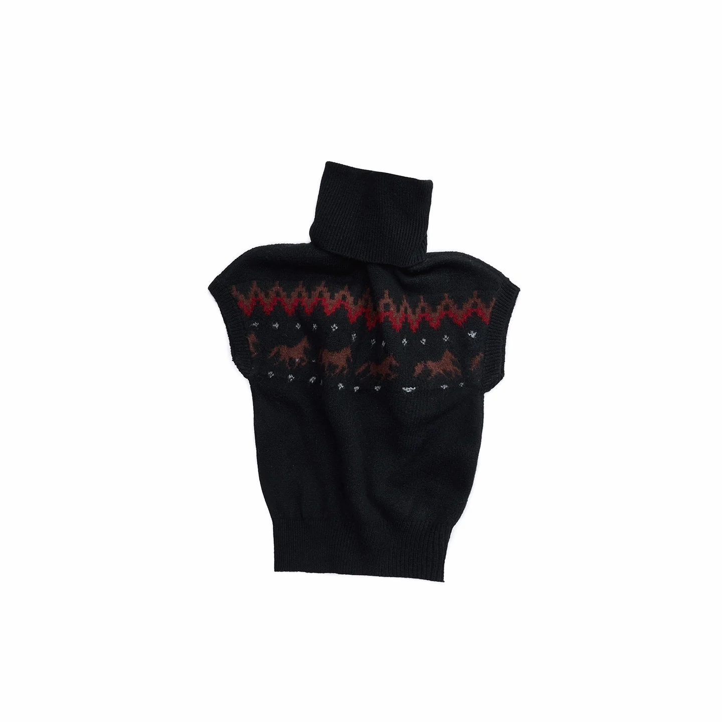 Fair Isle Pony Jacquard Turtleneck Knit Sweater
