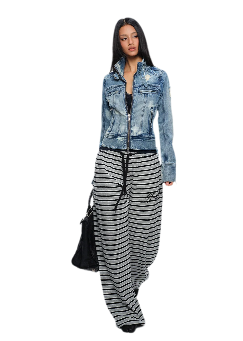 Distressed Cropped Denim Jacket