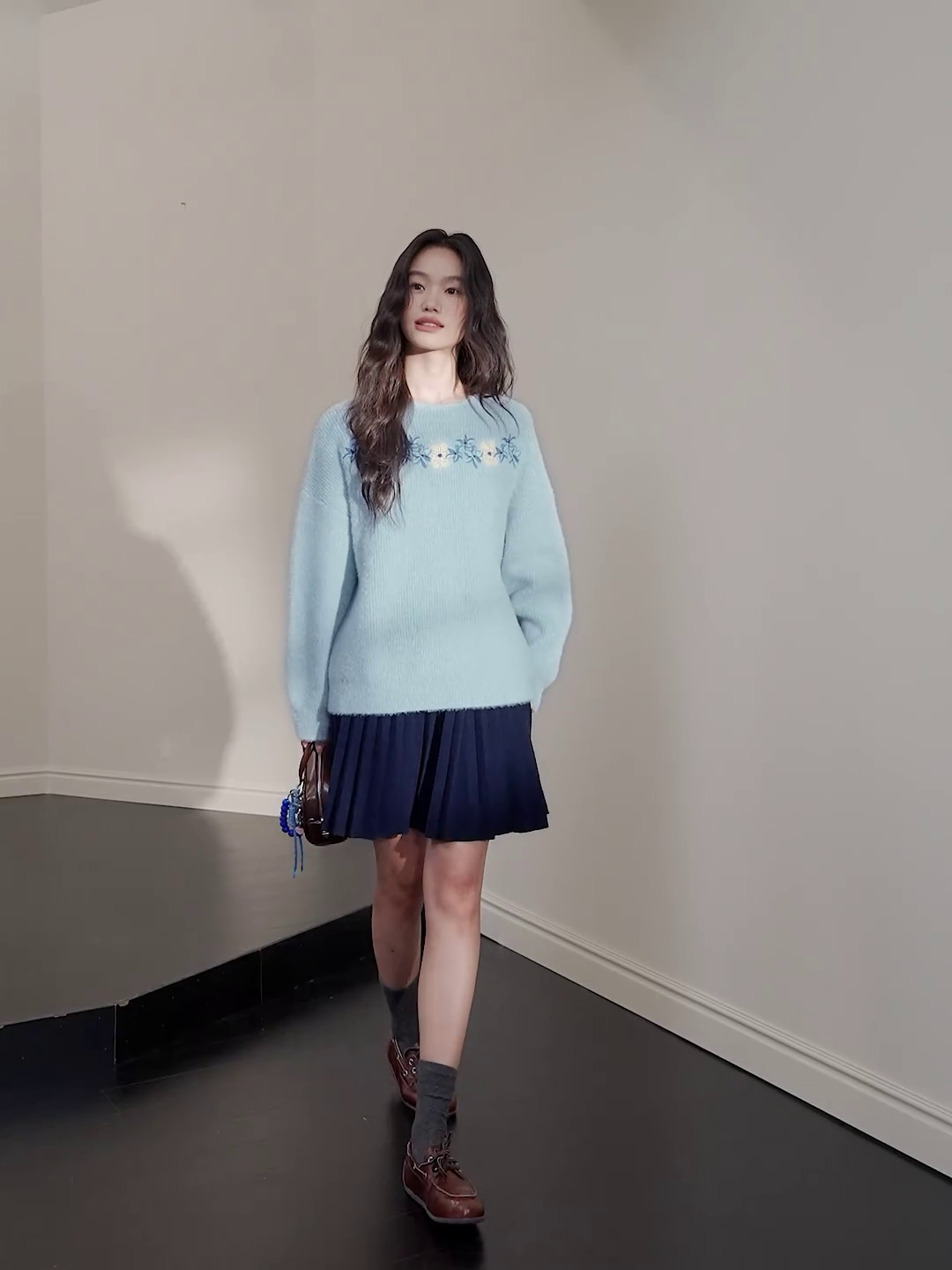 Embroidered Crew Neck Sweater