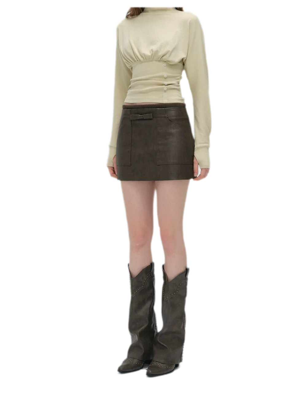 Textured Bow Mini Skirt