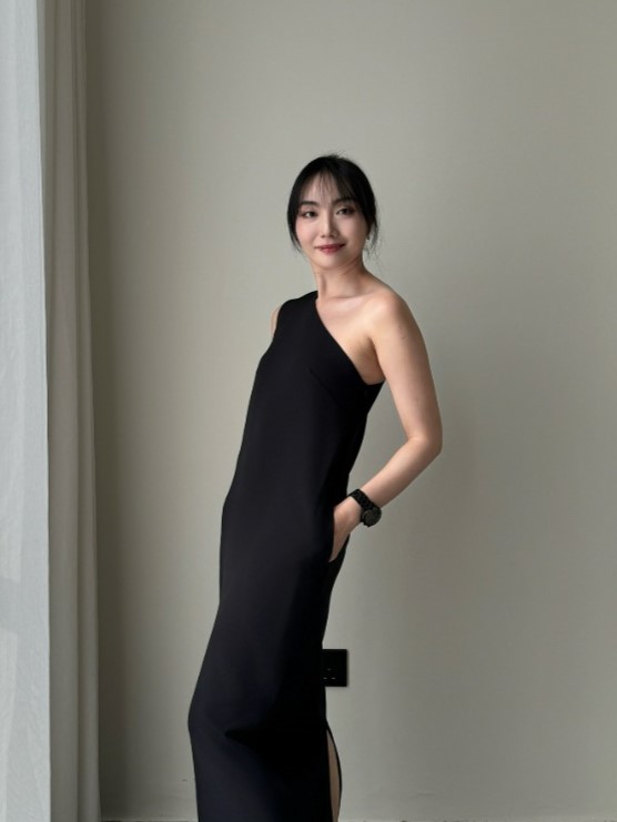 Annie One Shoulder Back Slit Dress