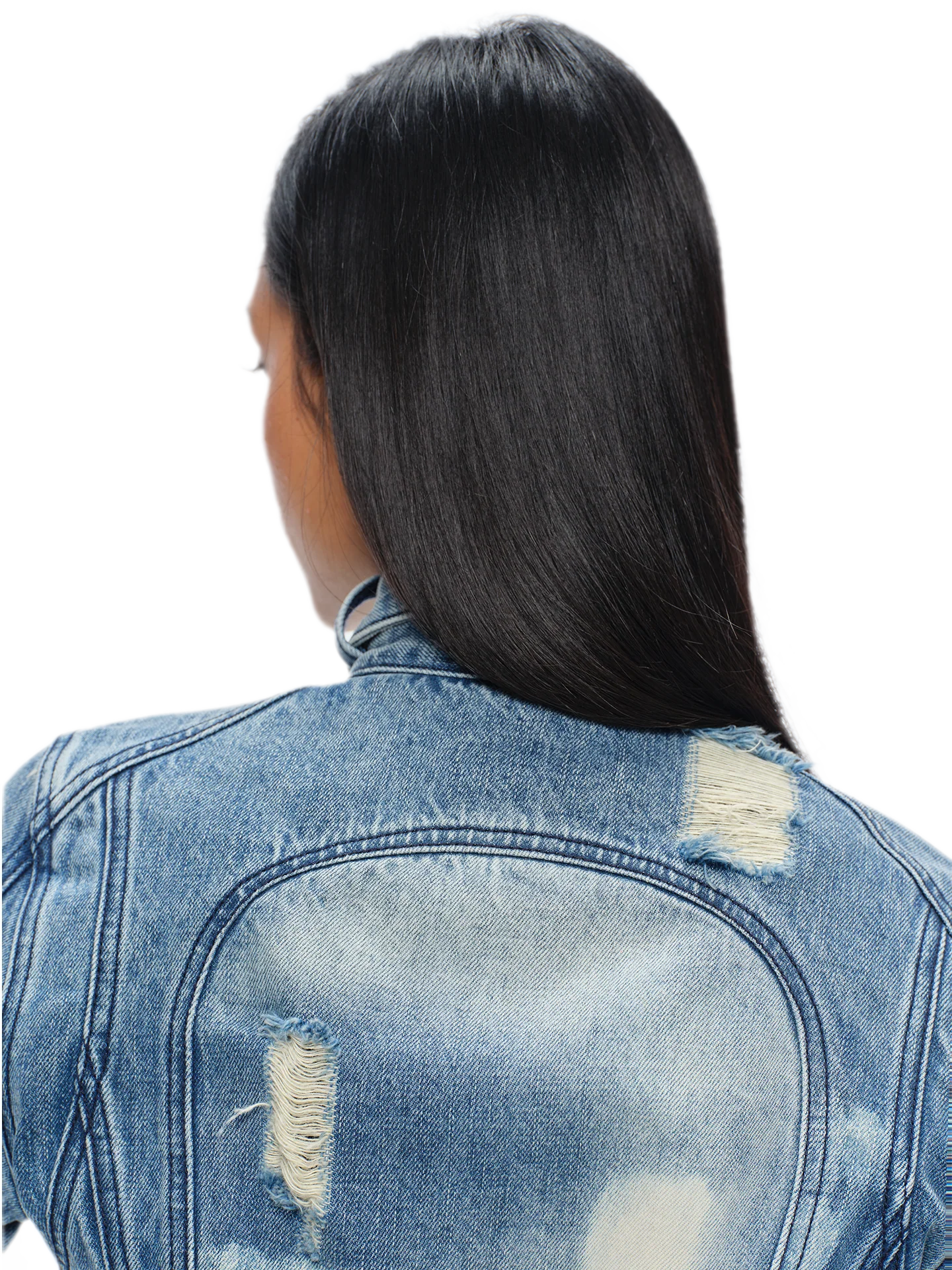 Distressed Cropped Denim Jacket