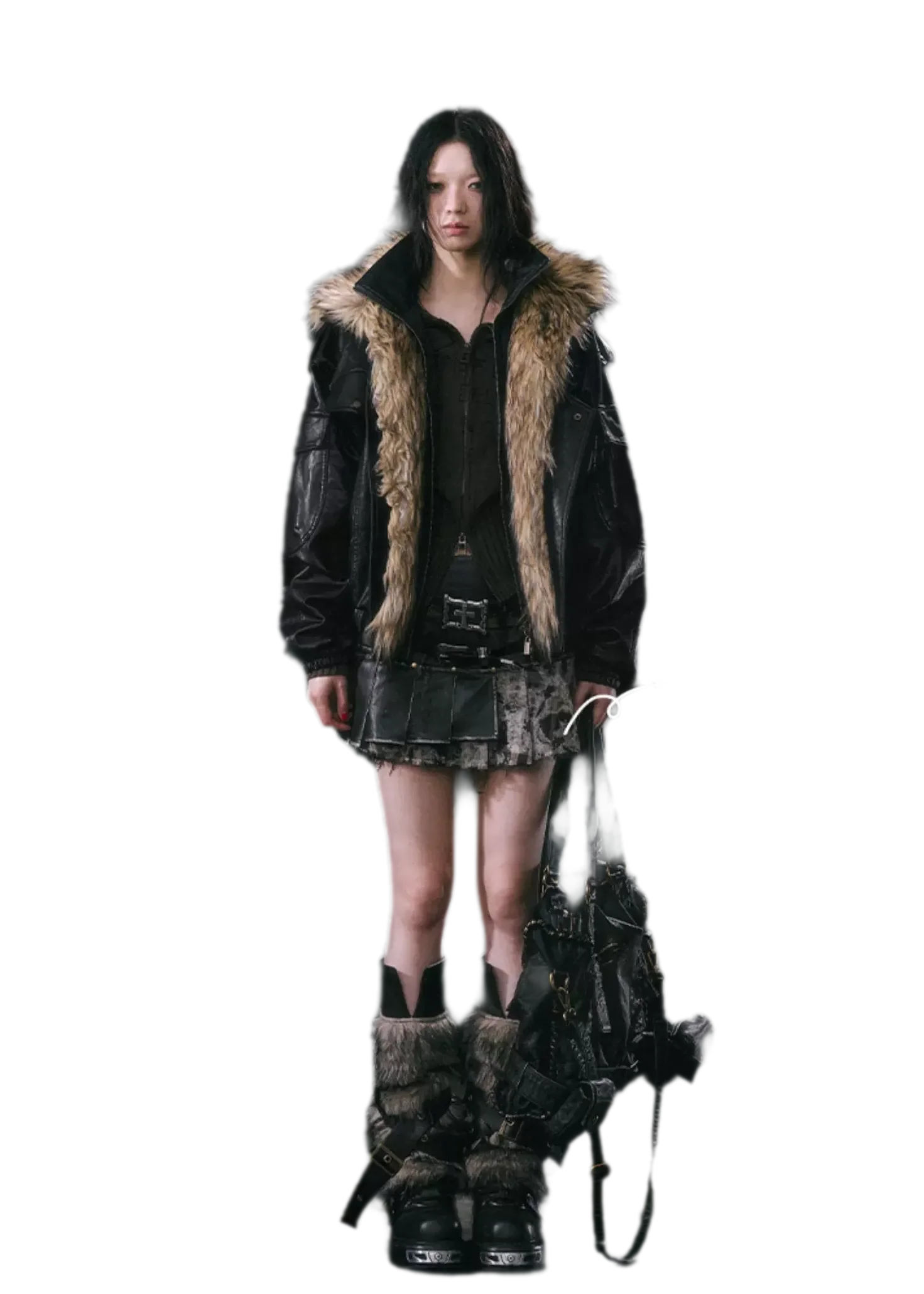 Detachable Fur Collar Flight Jacket