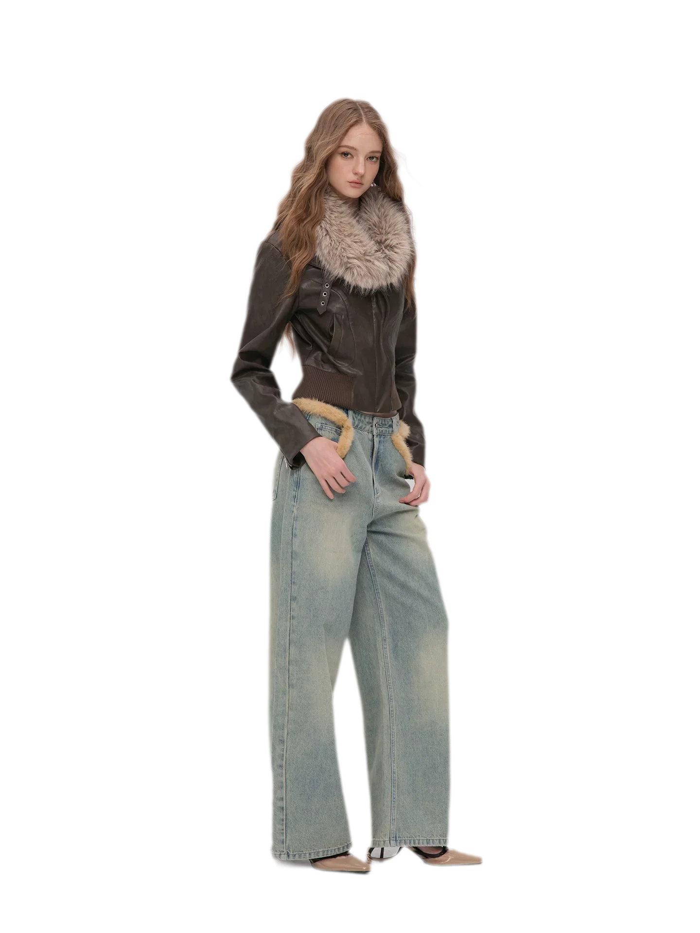 Textured Cropped PU Jacket
