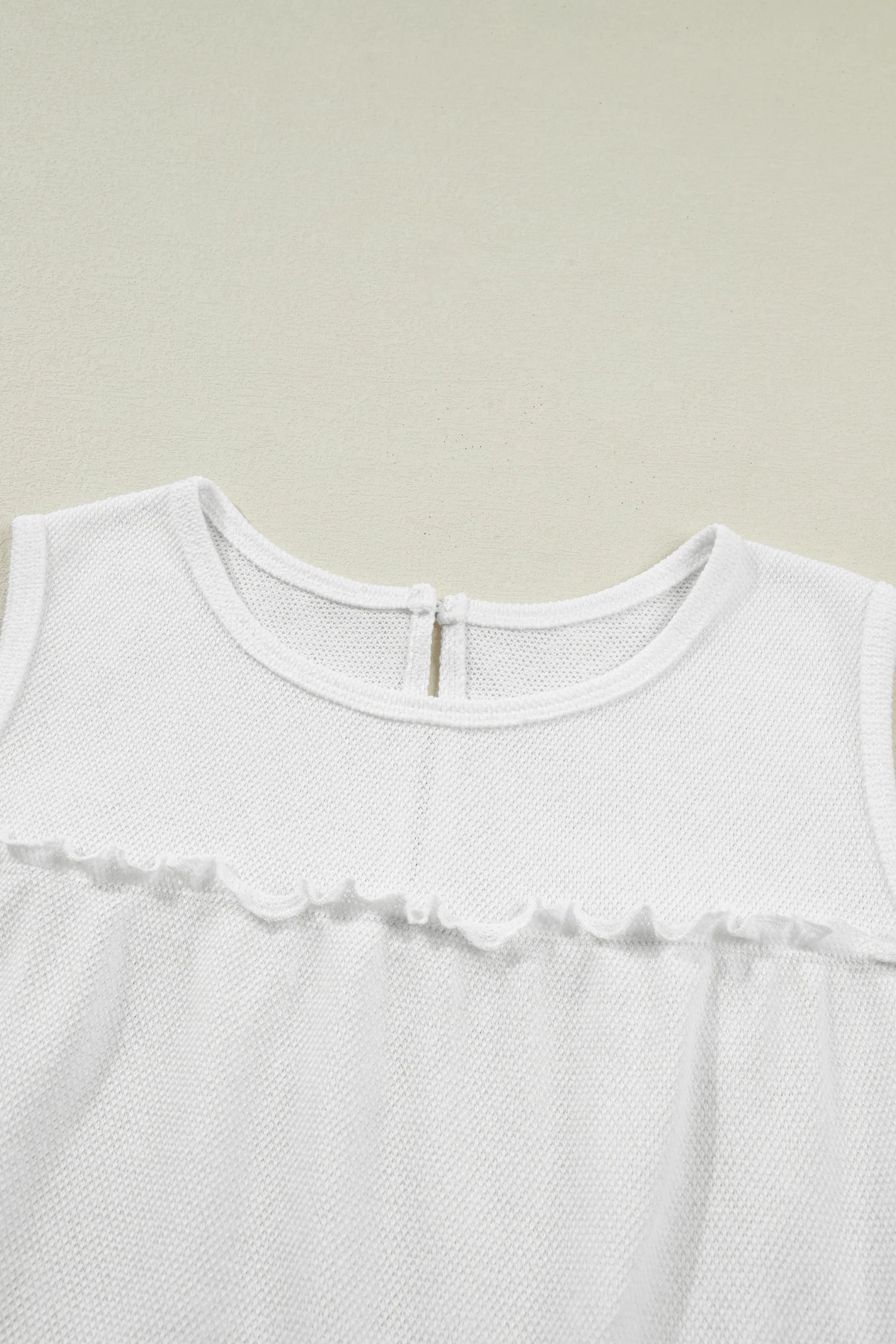 Cute White Tiered Frill Trim A-line Tank Top