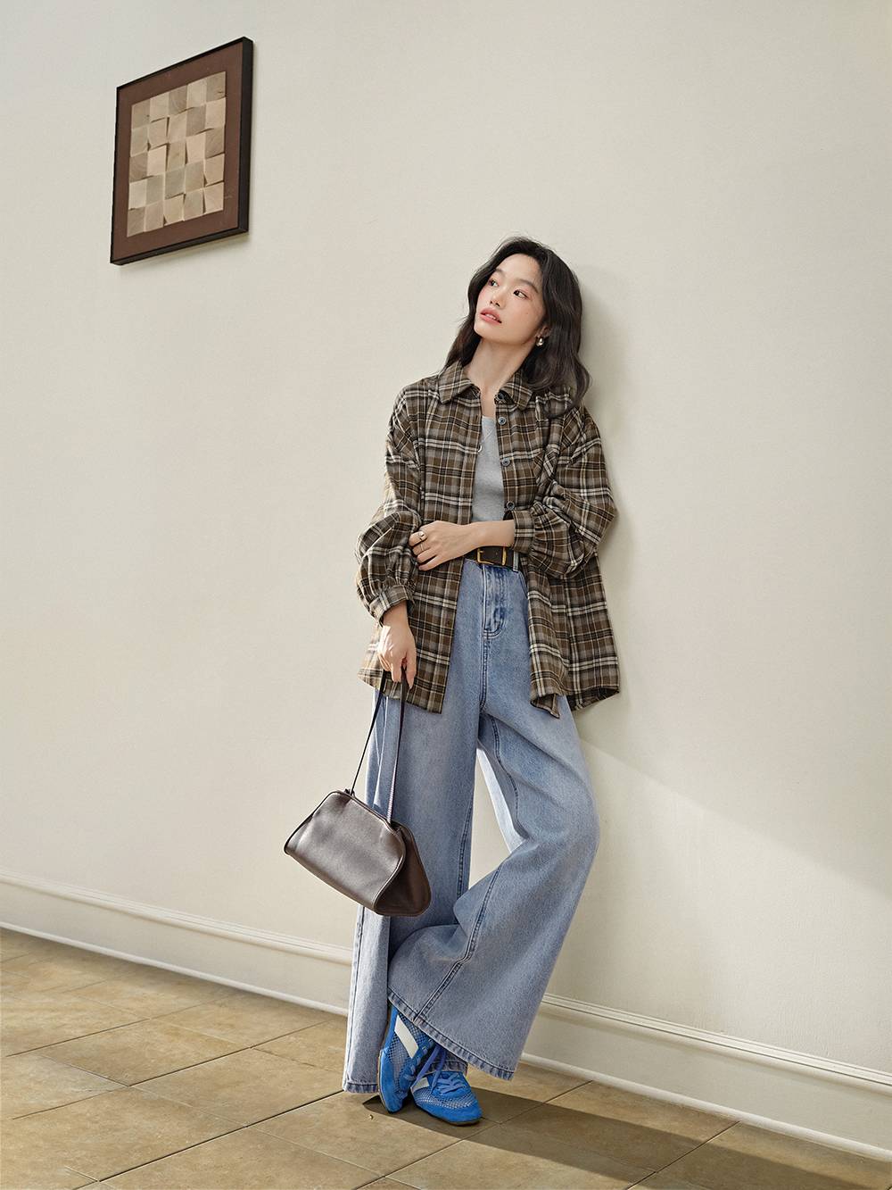 Brown Plaid Blouse
