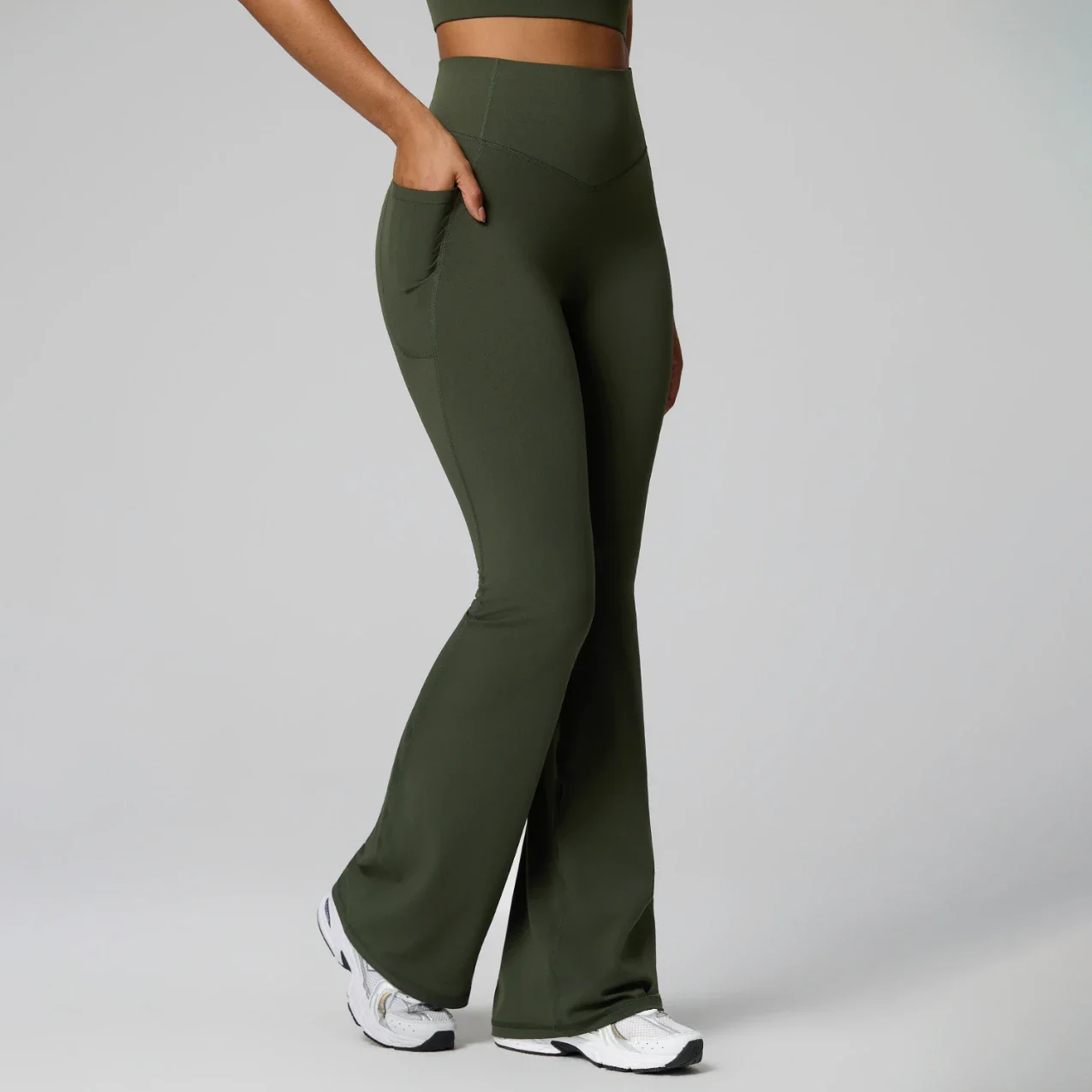 Women's High Waist Shaping Yoga Flare Pants with Pocket