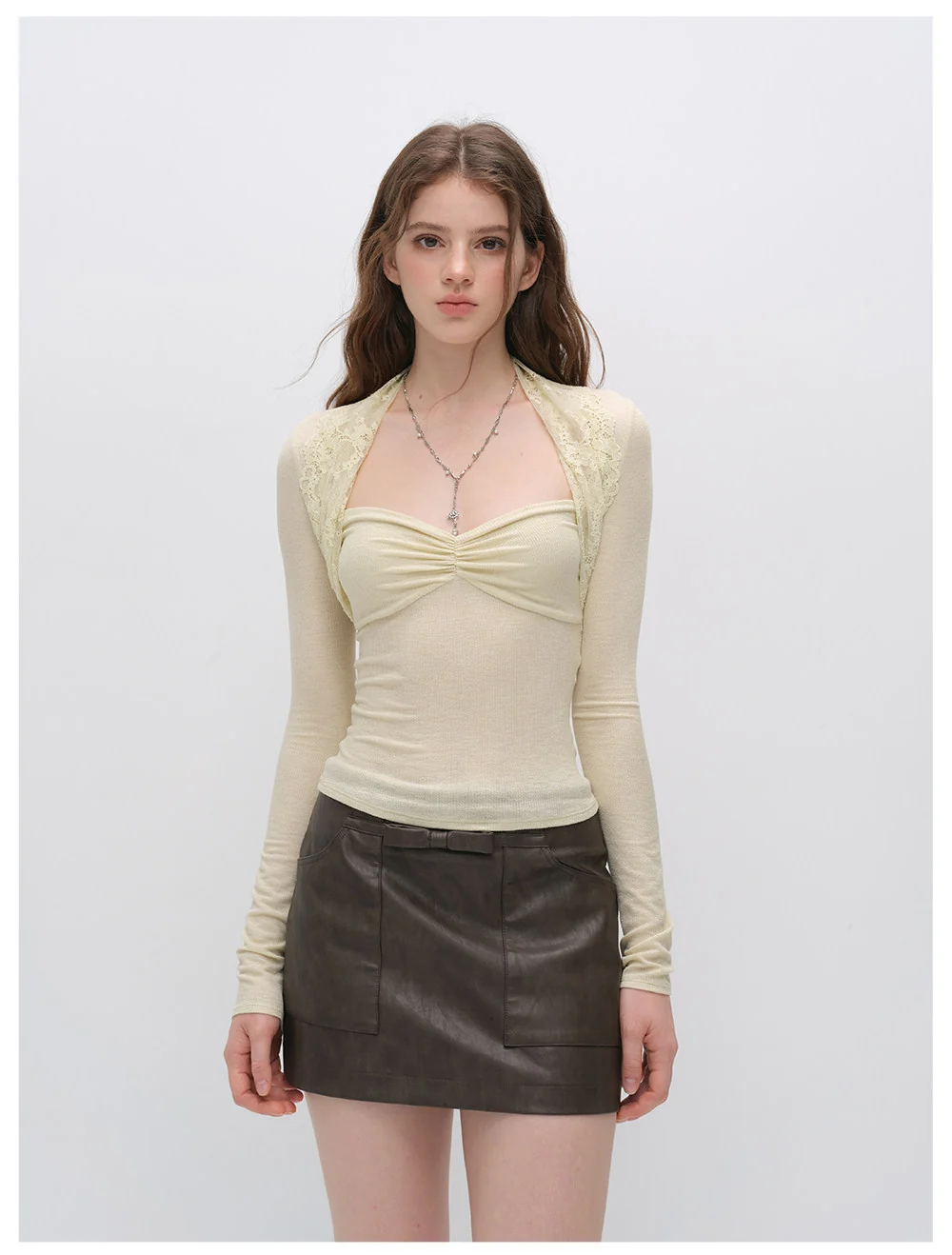 Textured Bow Mini Skirt
