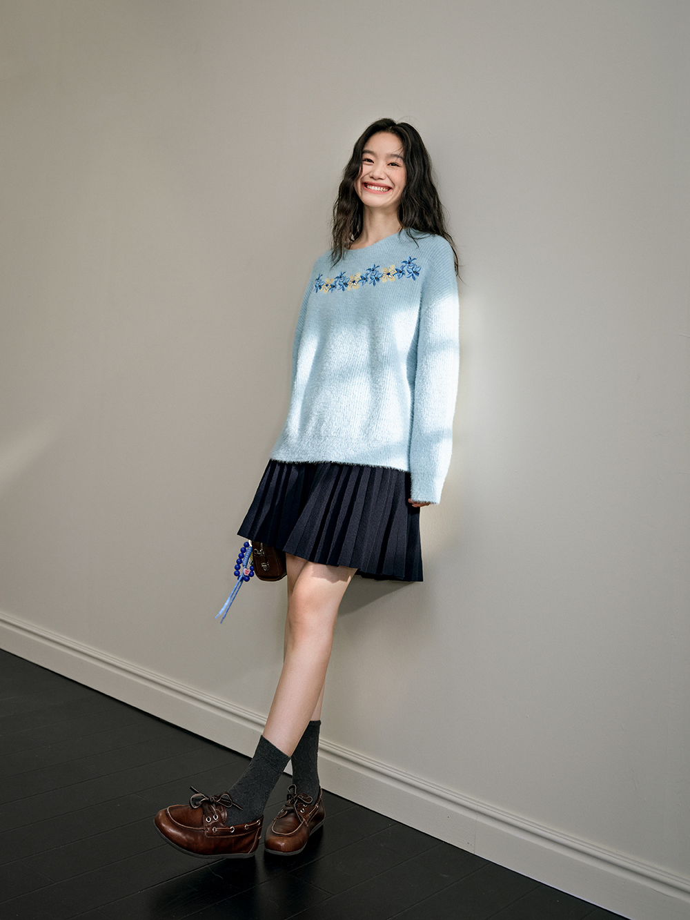 Embroidered Crew Neck Sweater