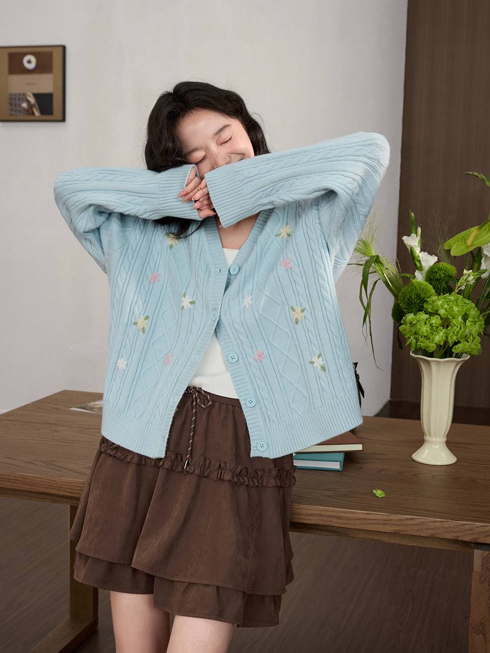 Floral Cardigan Sweater