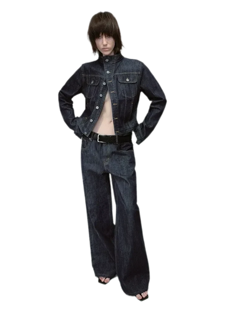 Redline Cropped Raw Denim Jacket