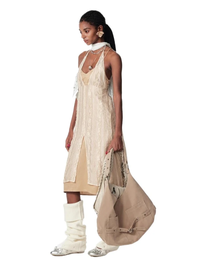 Double Layer Lace Backless Dress