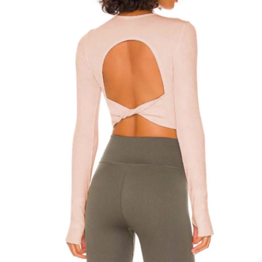 Ribbed Long Sleeve Yoga Tops