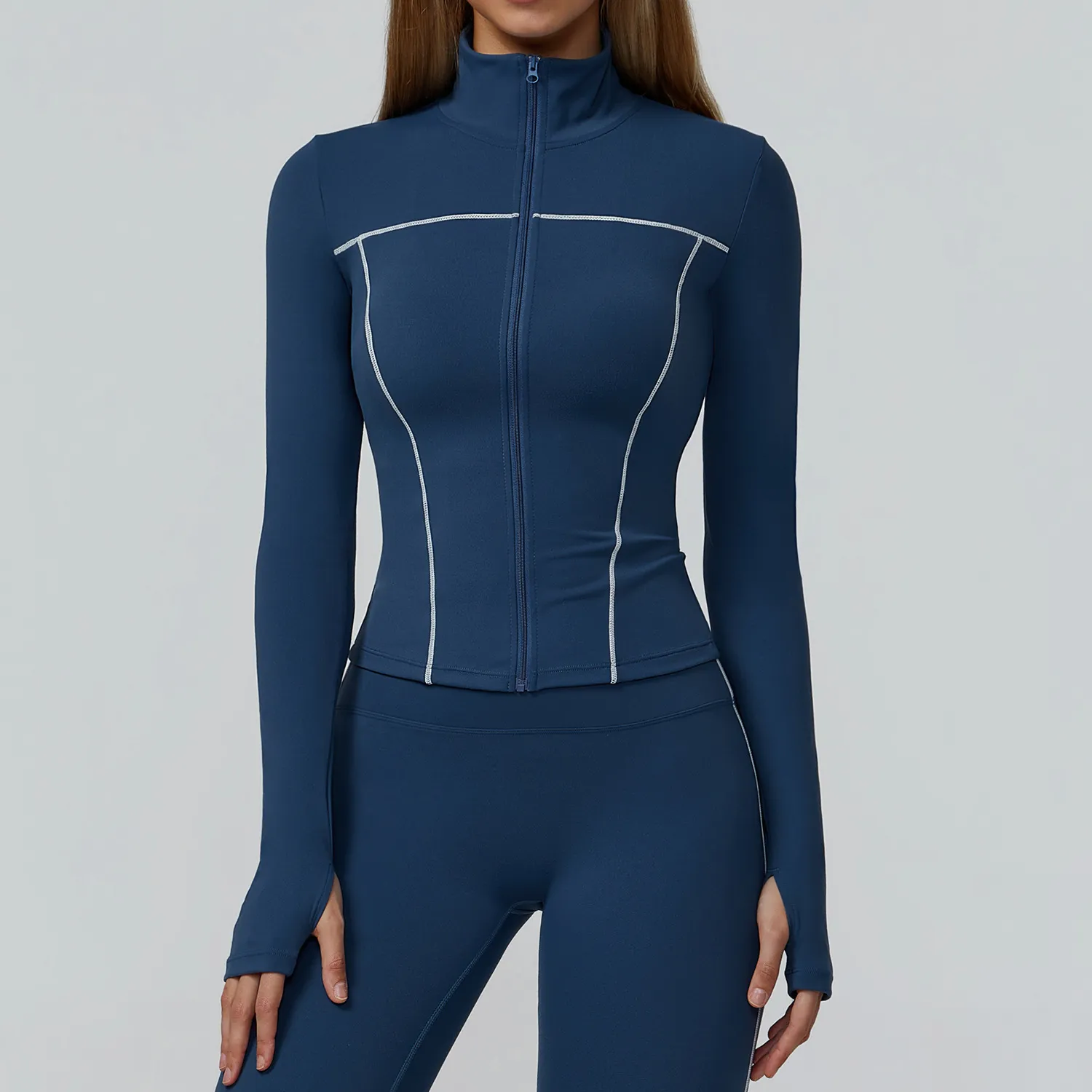 Contrast Color Slim Yoga Jacket