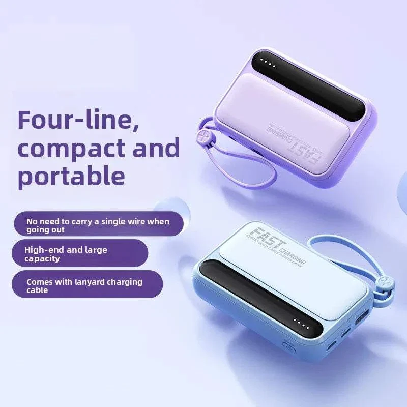 10000mAh/20000mAh Power Bank with Built-In Cables & Digital Display