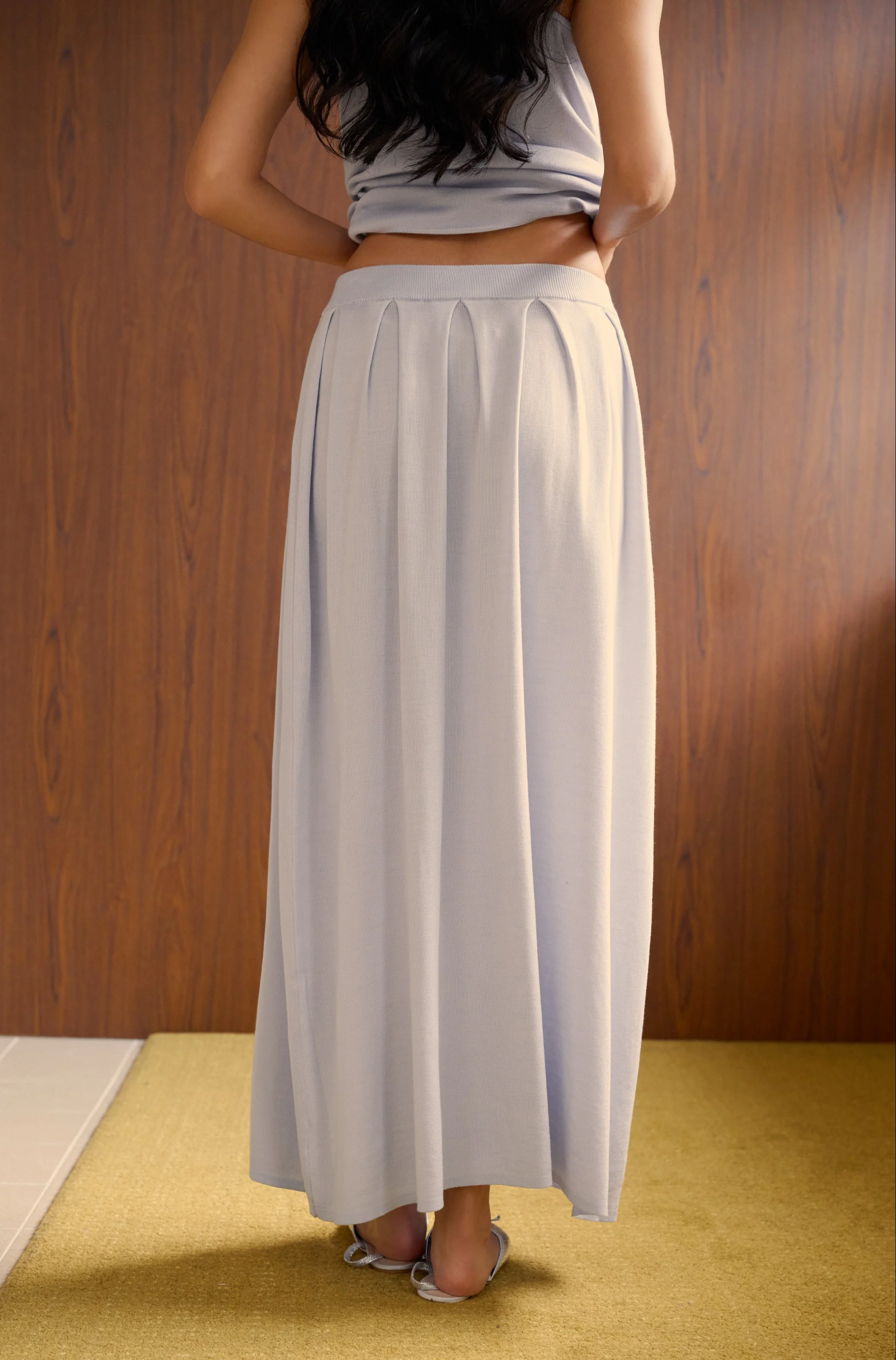 Cool breeze pleated knit skirt