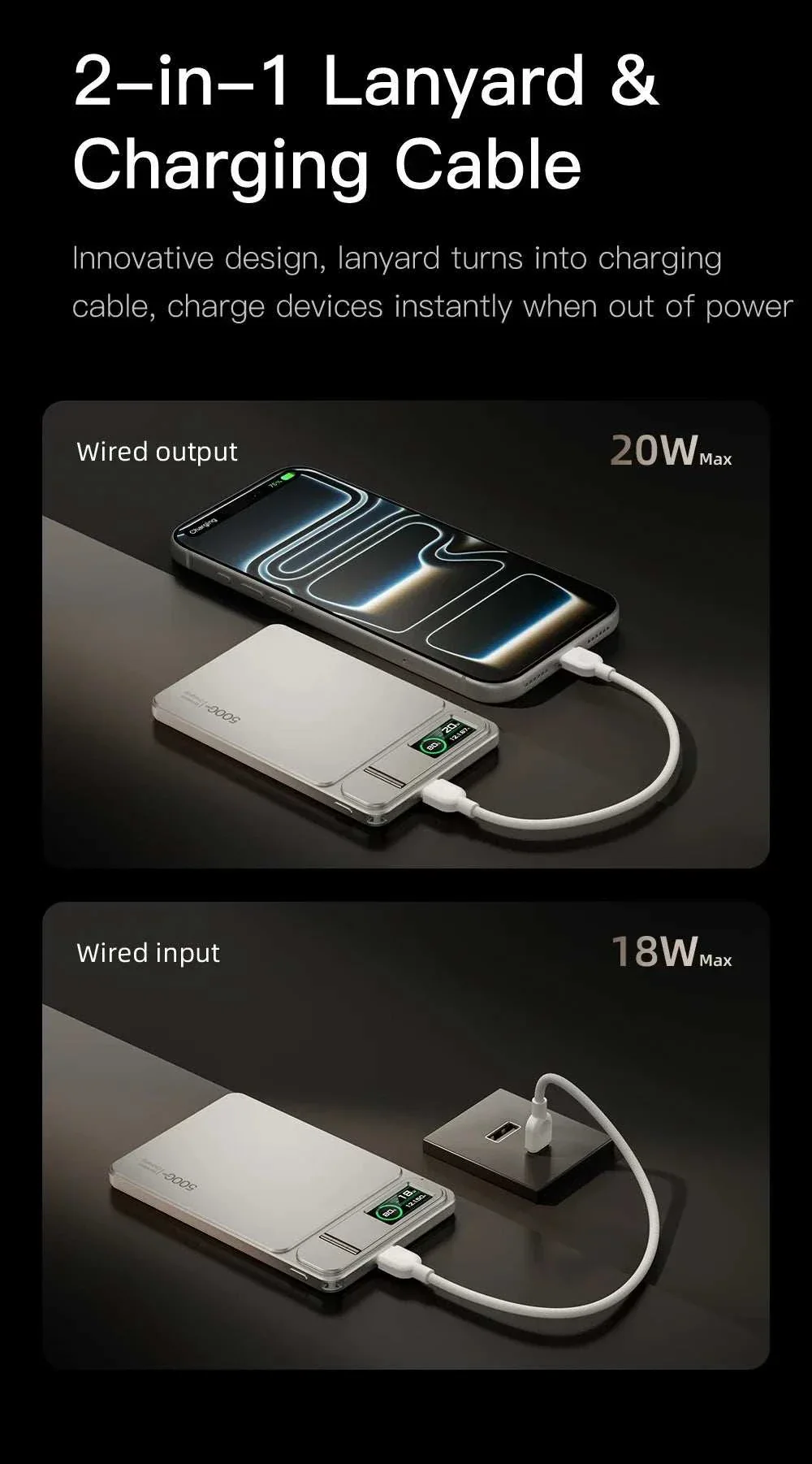 10000mAh Magnetic Wireless Power Bank – 15W MagSafe PD 20W Fast Charging