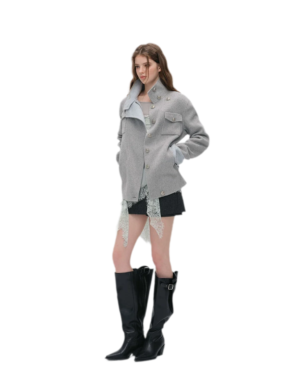 Heavyweight Contrast Wool Coat