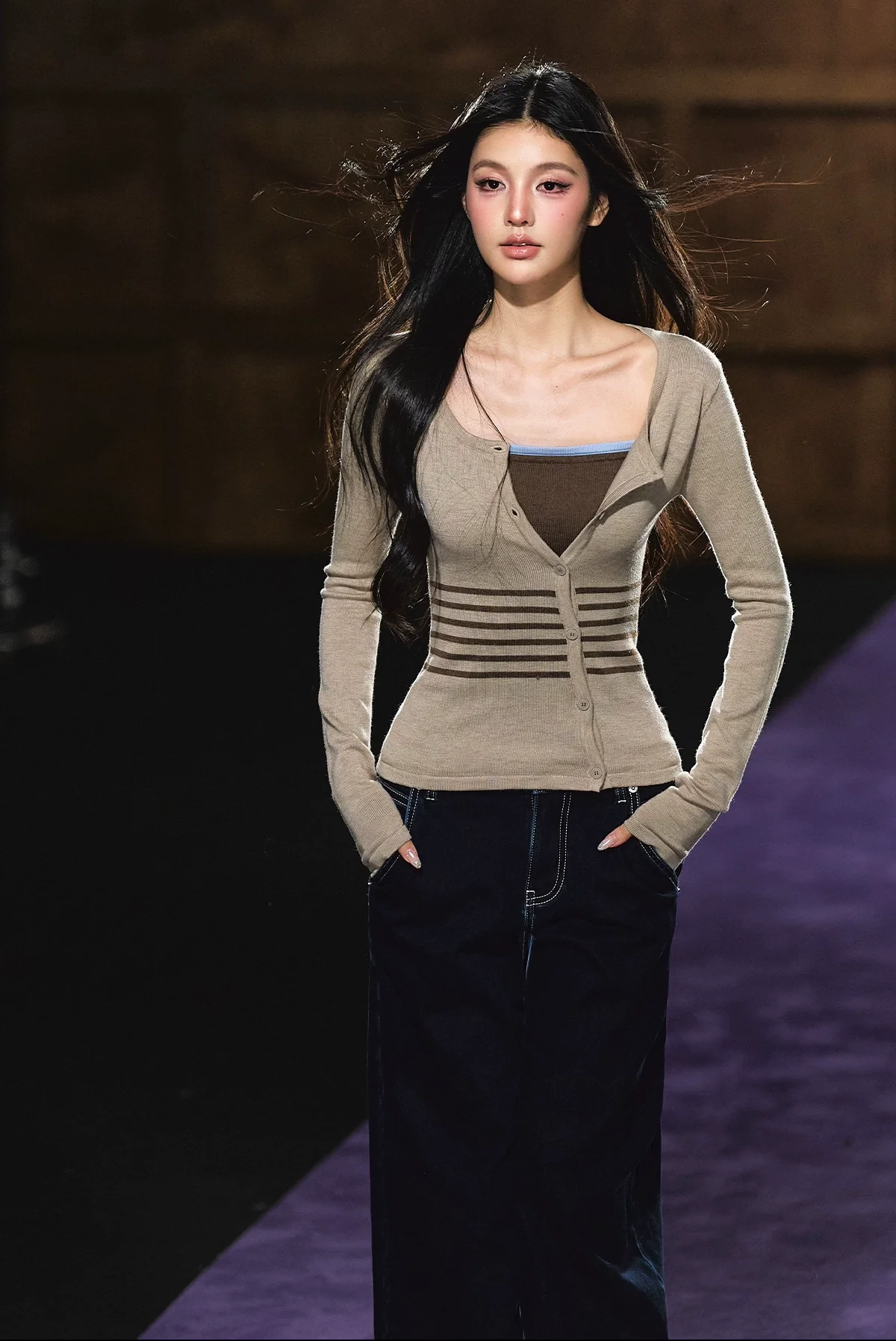 Soft Touch Two-in-One Knit Base Cardigan