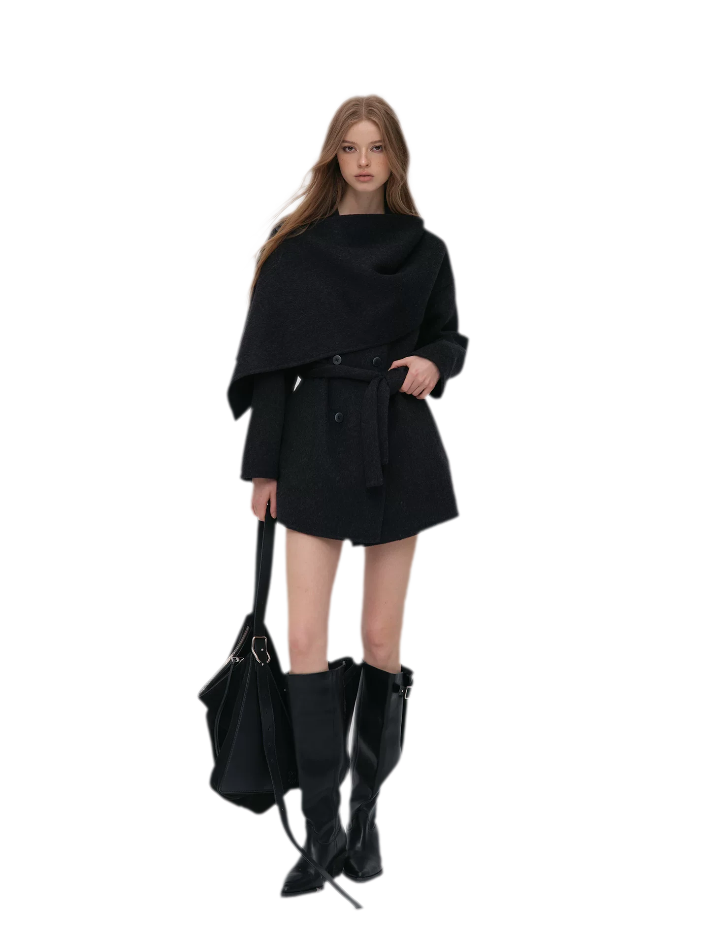 Double-Faced Wool Cape Coat