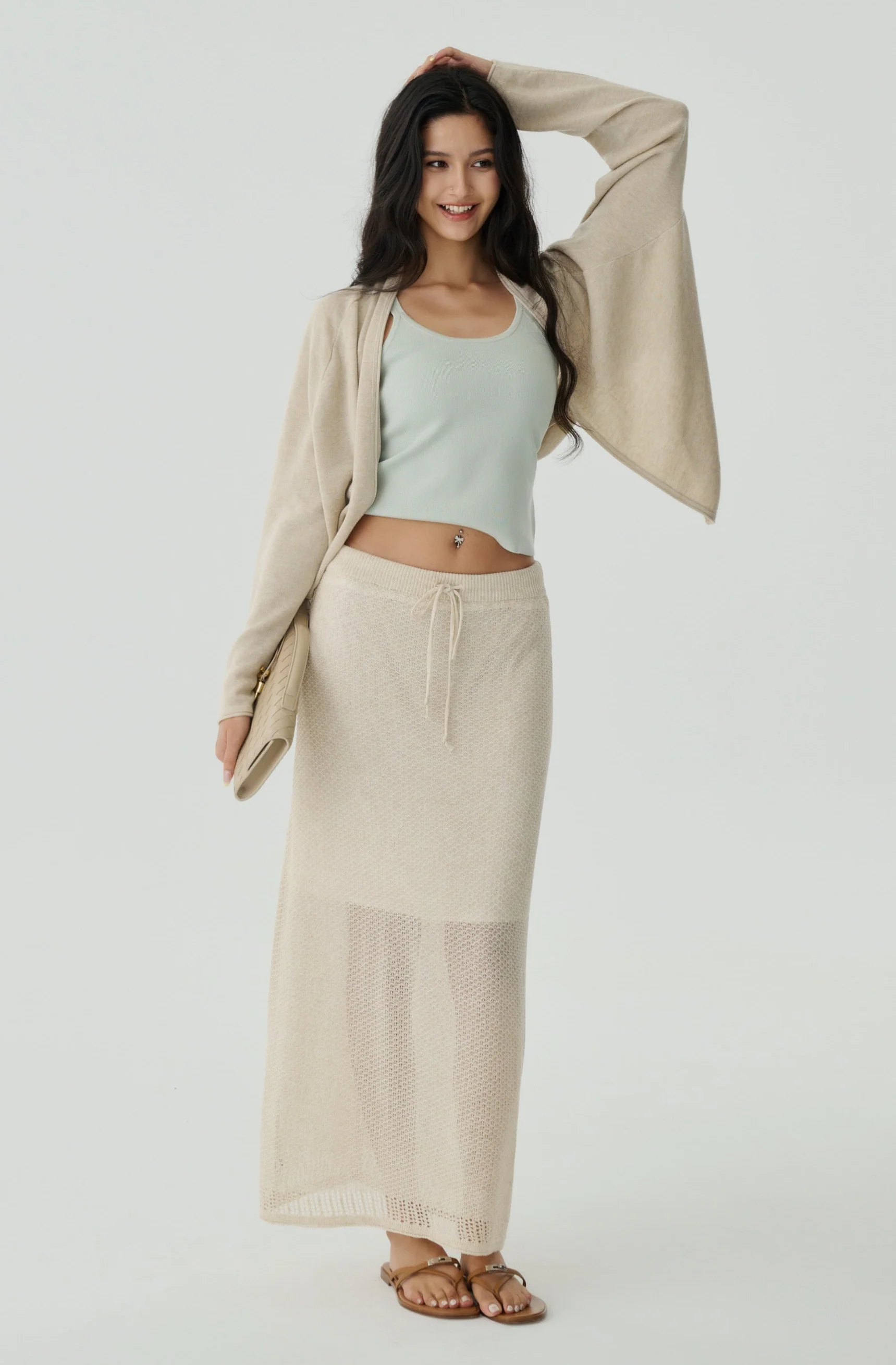 Quiet luxury knit top in green
