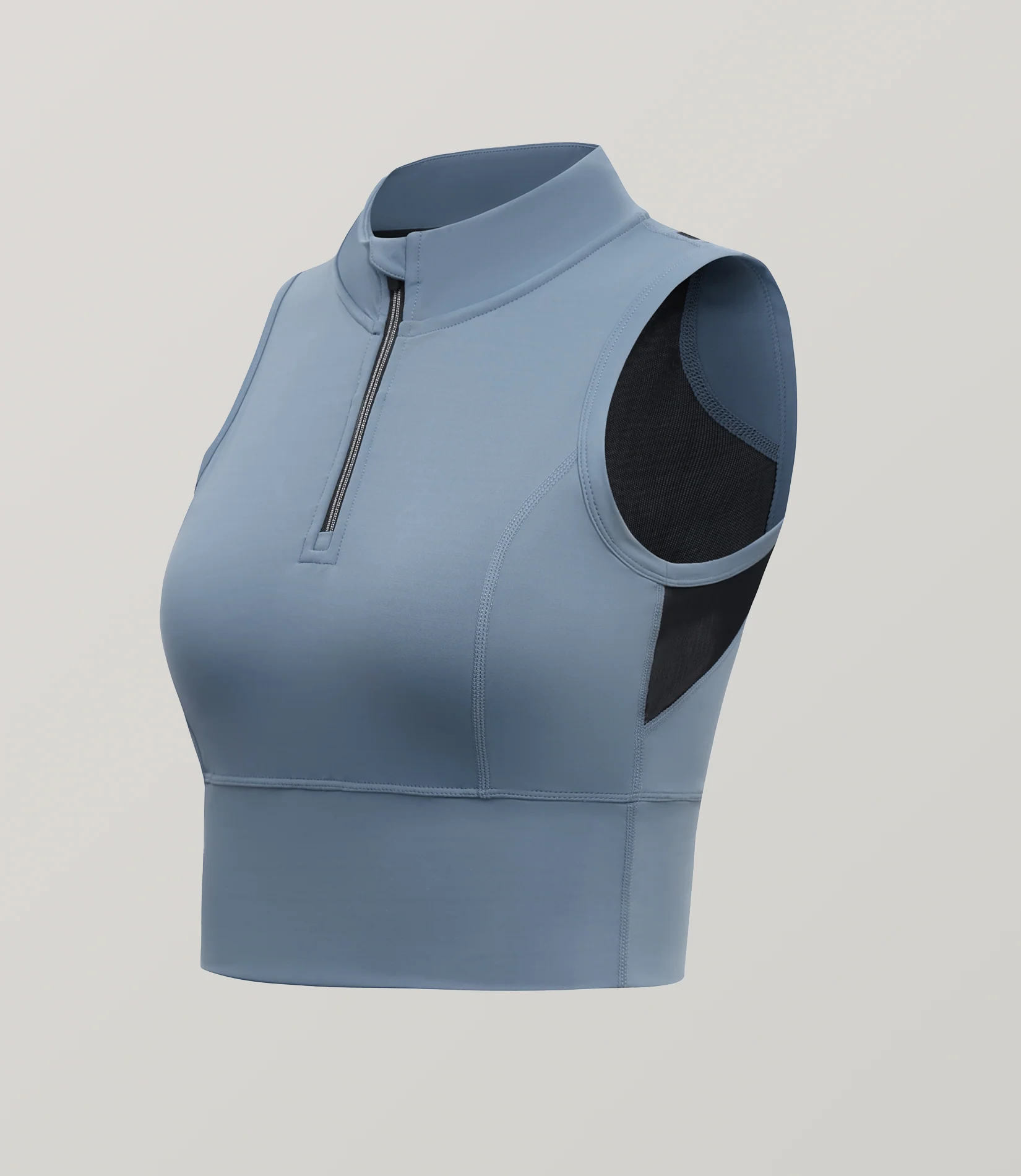 Half-Zip Stand-up Collar Crop Tank