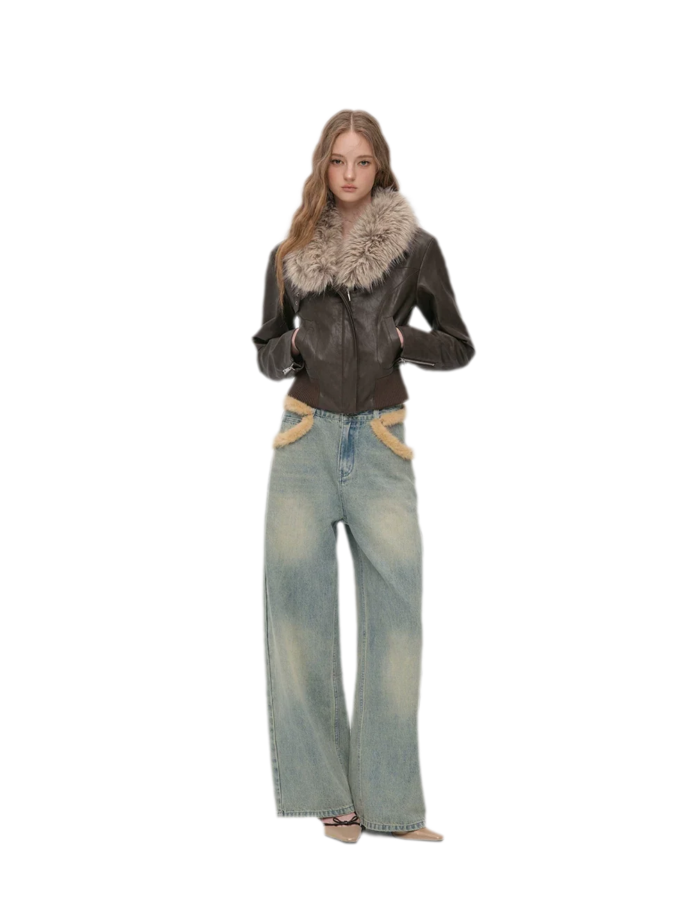 Textured Cropped PU Jacket