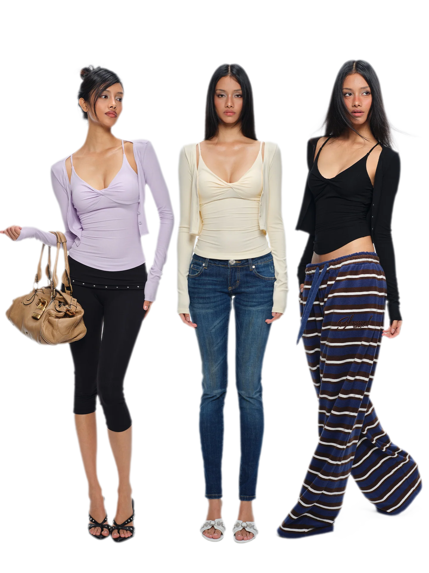Twisted Bust Camisole Cardigan Set