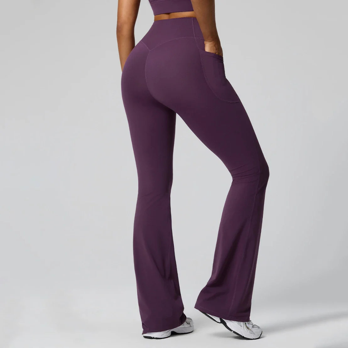 Women's High Waist Shaping Yoga Flare Pants with Pocket