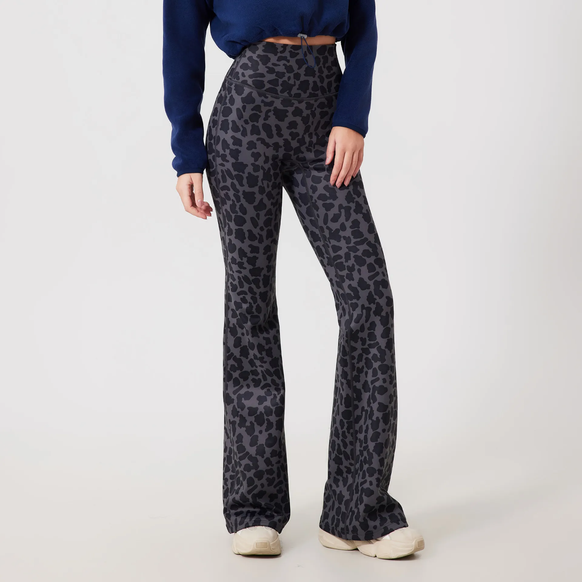 Leopard Fleece Flared Pants