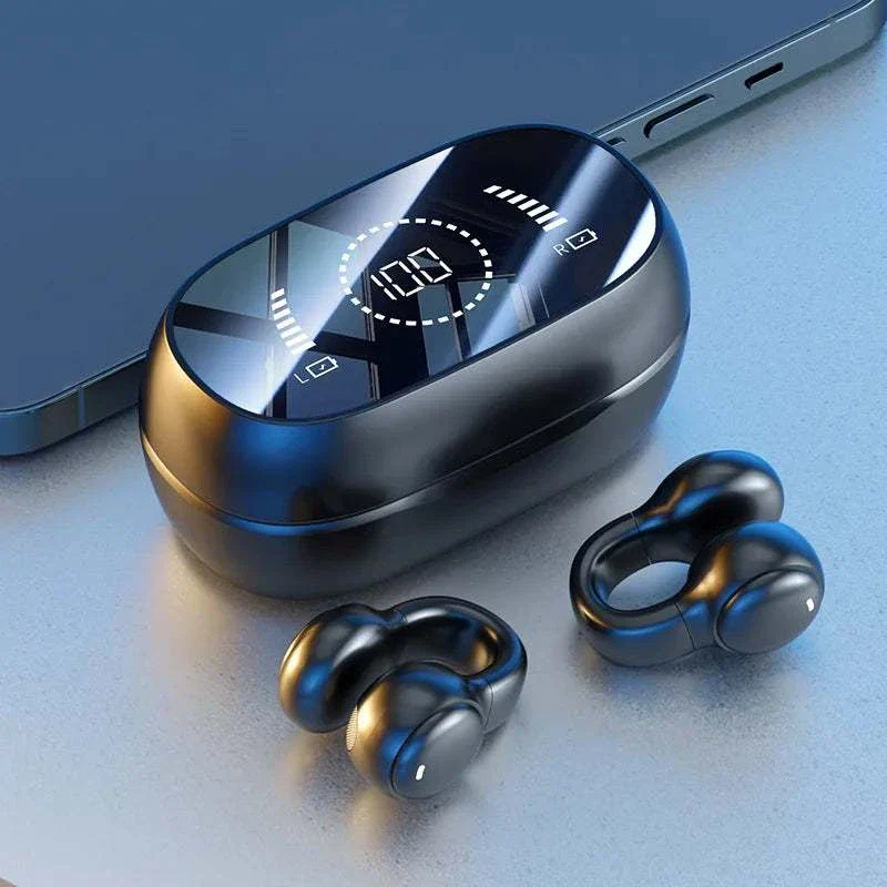 Woowill Mirror-Glance OWS | Mirror-Style Digital Display Ear Clip Headphones