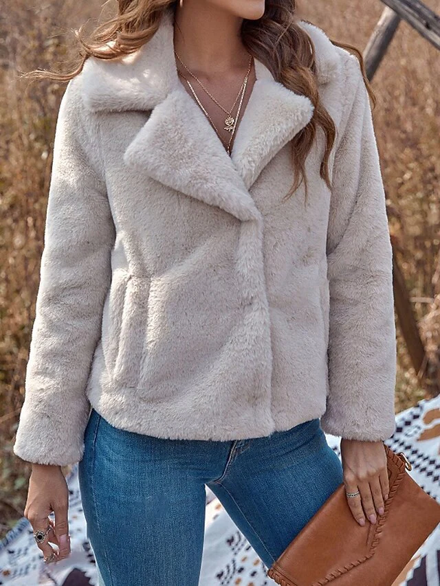 Fur Faux Women's Teddy Coat Warm Comfortable Pocket