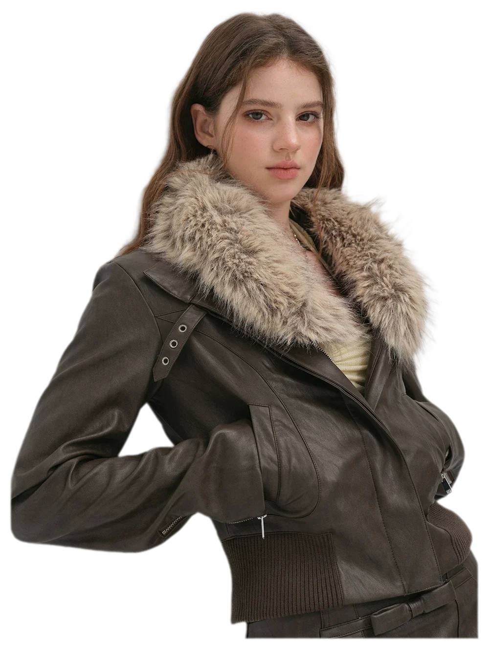 Textured Cropped PU Jacket