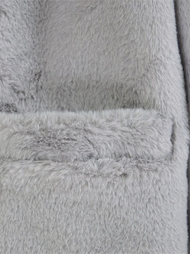Warm Faux Breathable Coat Pocket Women's Lined Fleece Fur