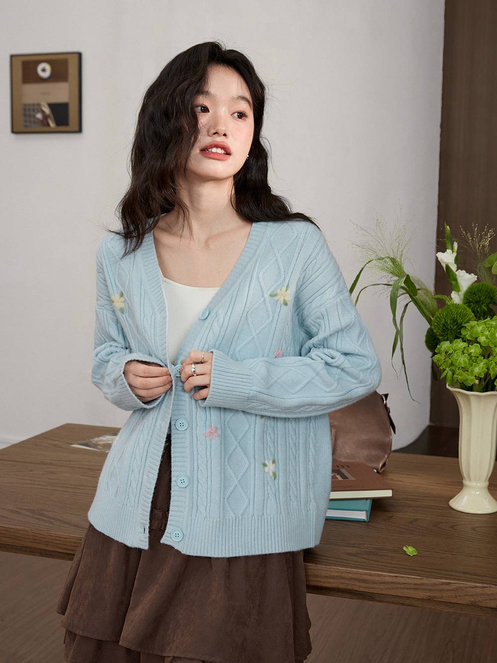 Floral Cardigan Sweater