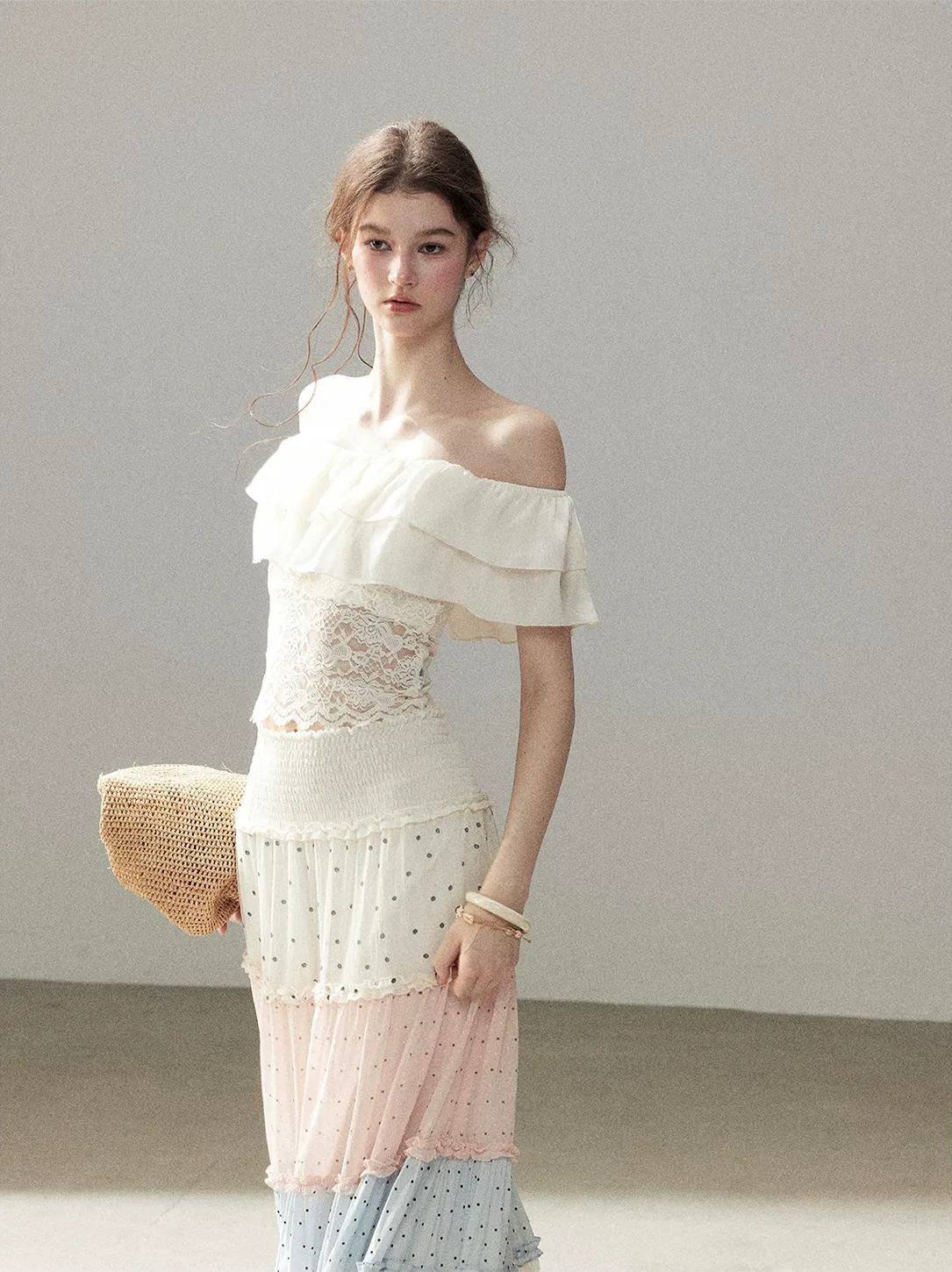 Ruffle Lace Off-Shoulder Top