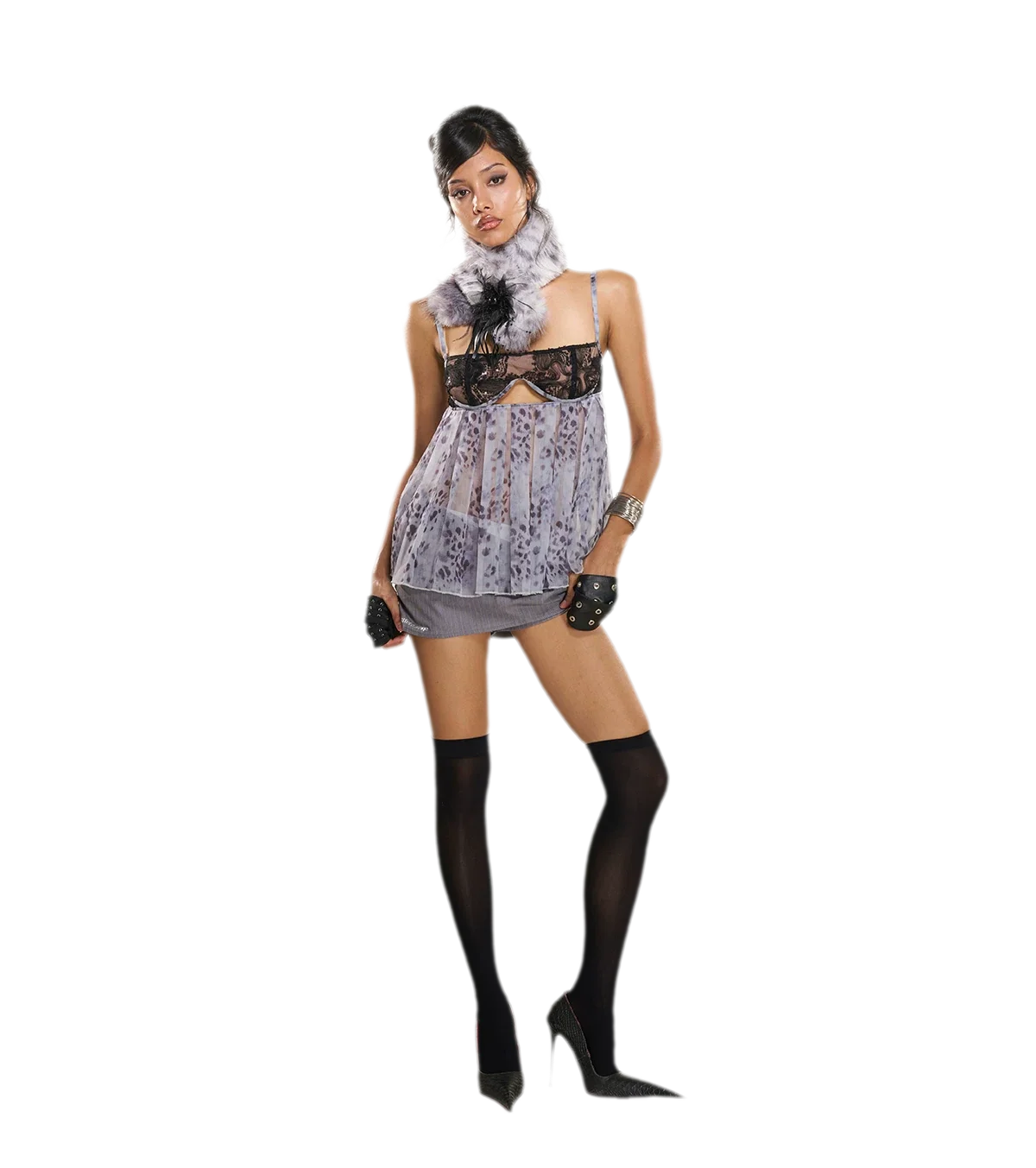 Striped Fishbone Bustier Skirt Set