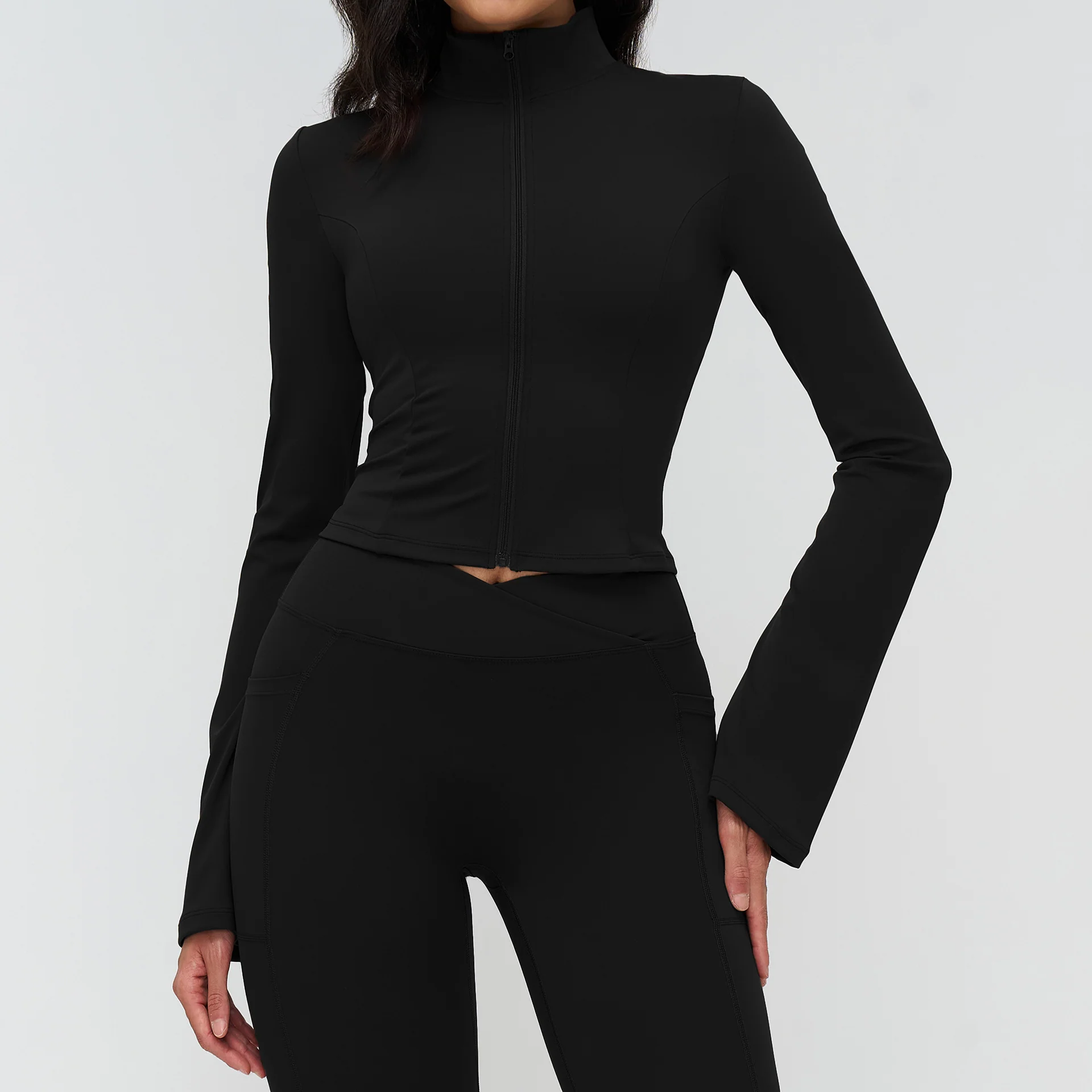 Fashion Flared Sleeves Yoga Fitness Jacket