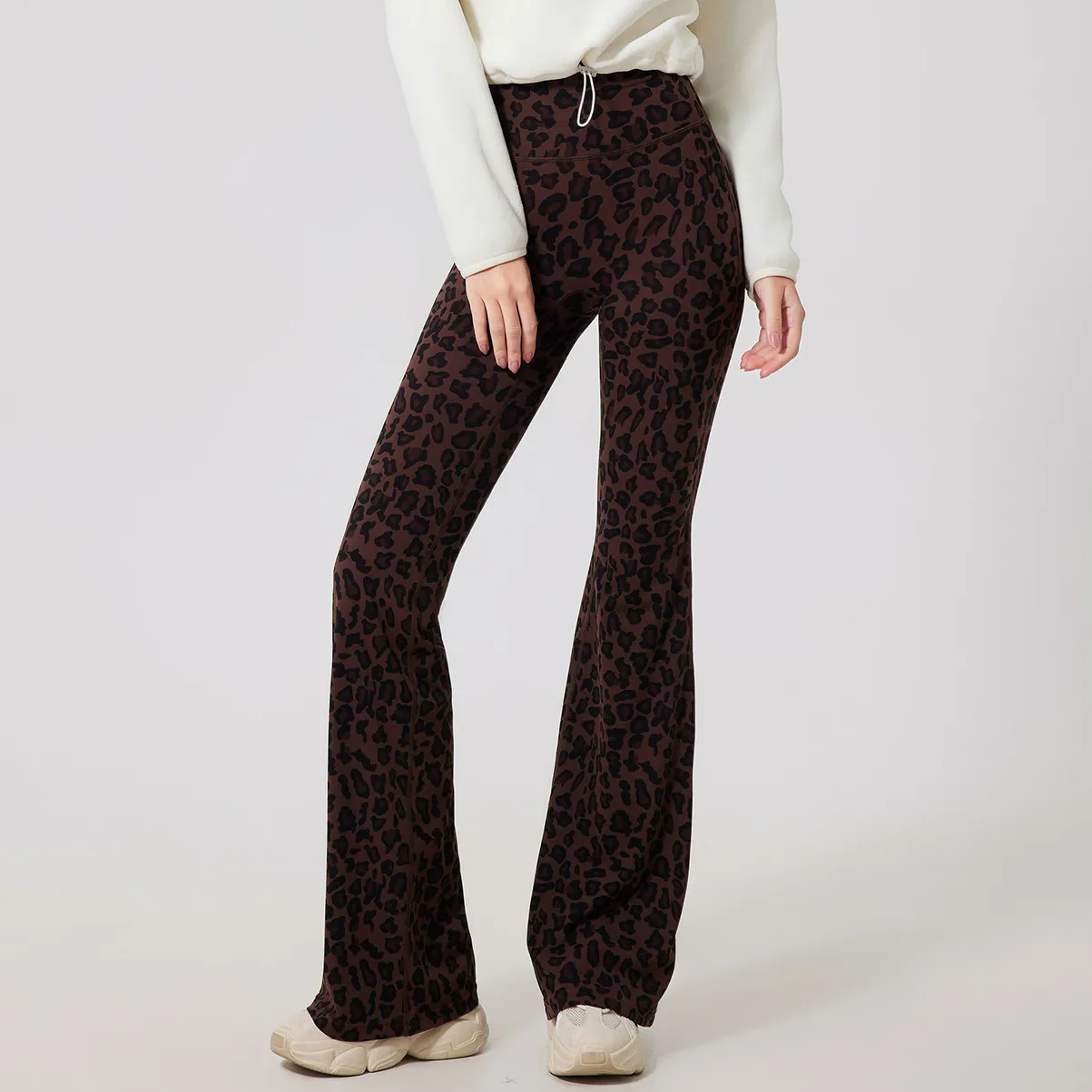 Leopard Fleece Flared Pants