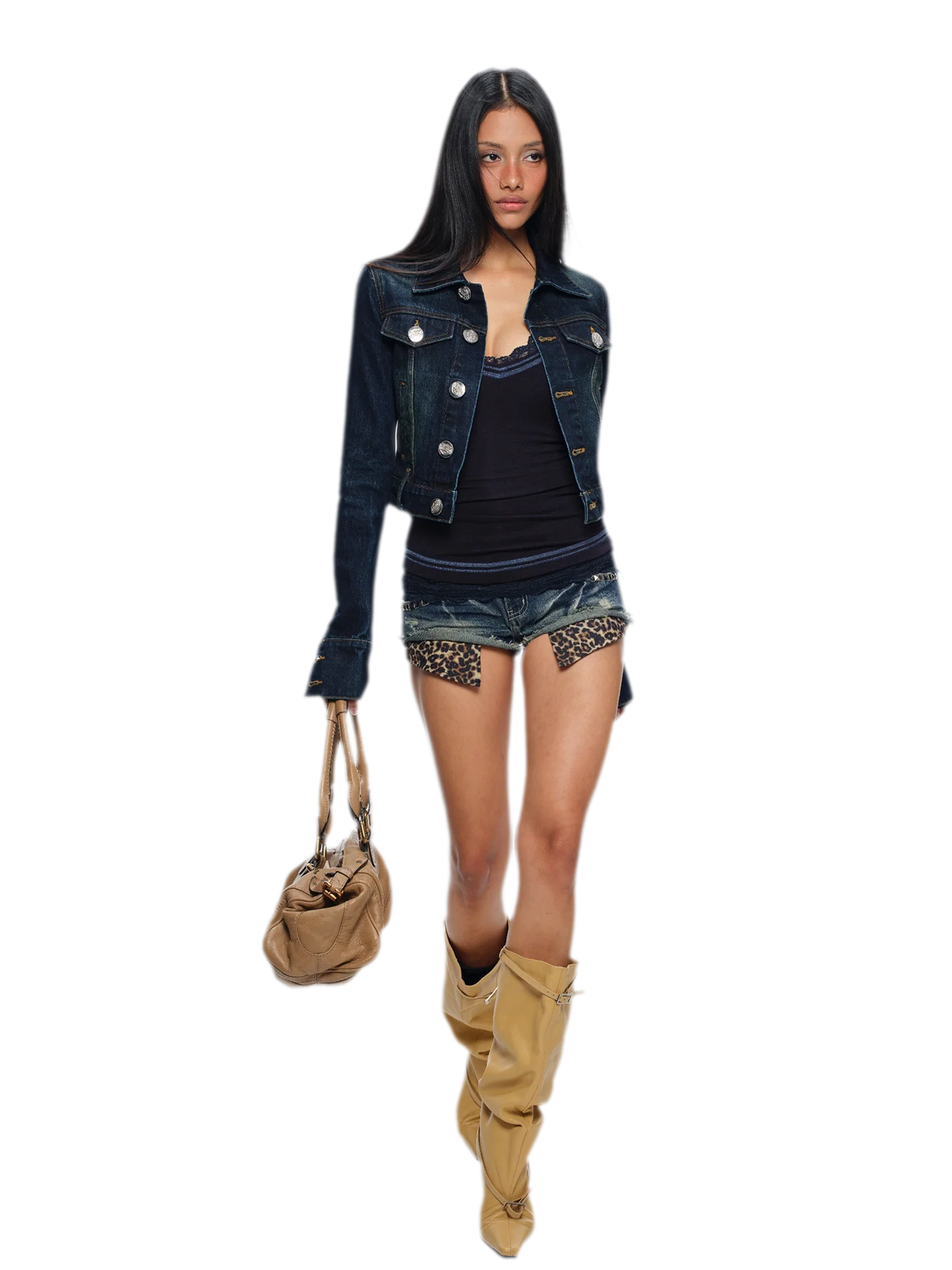 Embroidered Cropped Denim Jacket