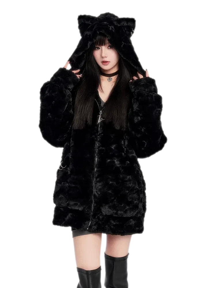 Eco Faux Fur Cat-Ear Hoodie