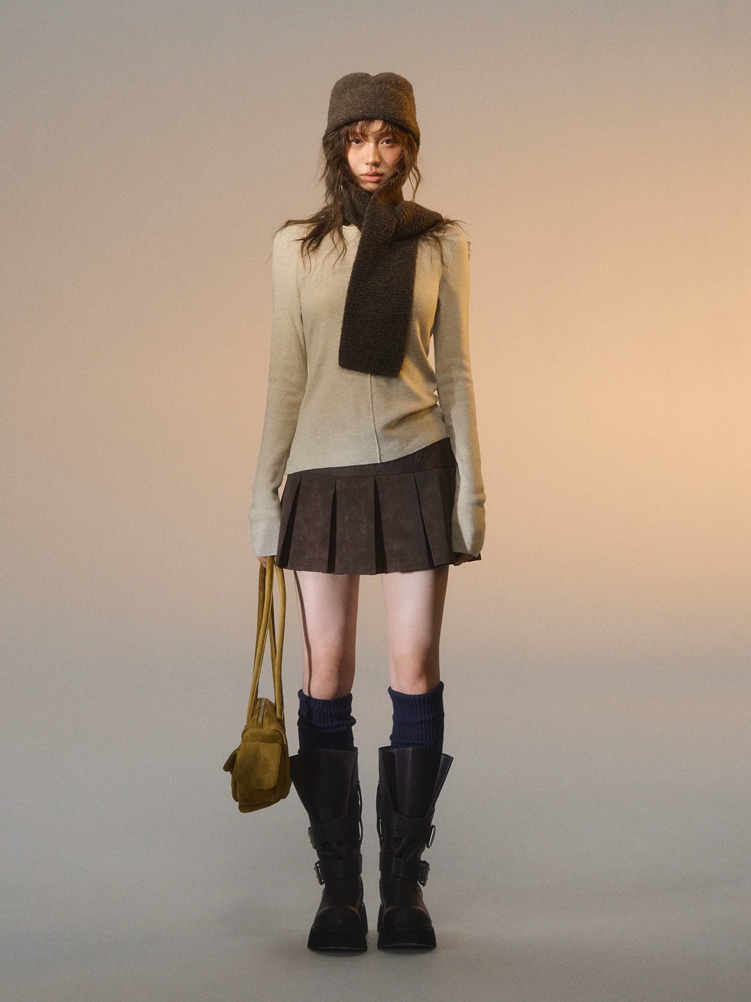 Striped Button-Up Knit Crewneck