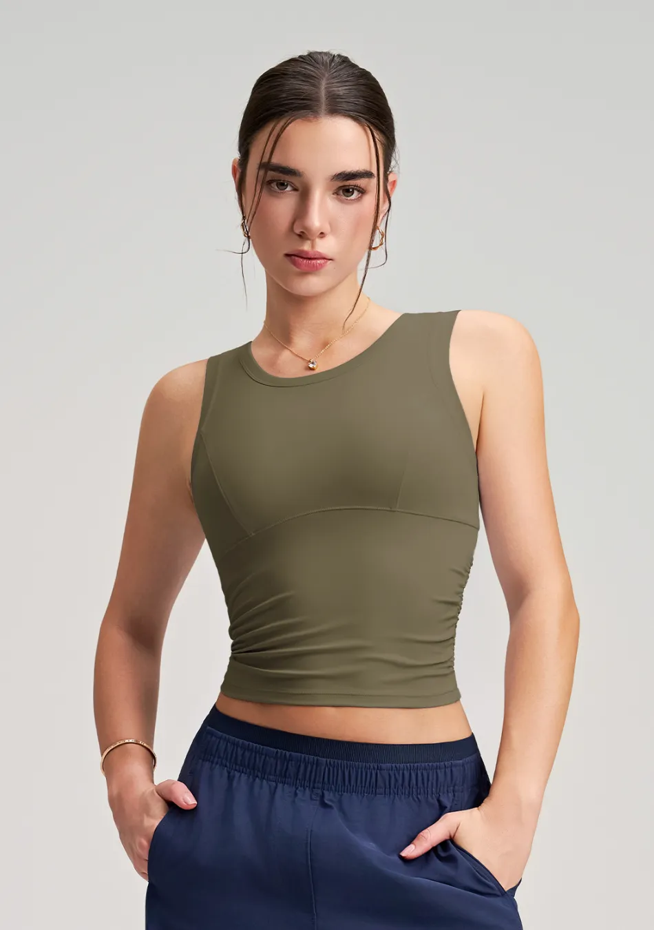New Style Ruched Waist Slim-fit Yoga Fitness Vest