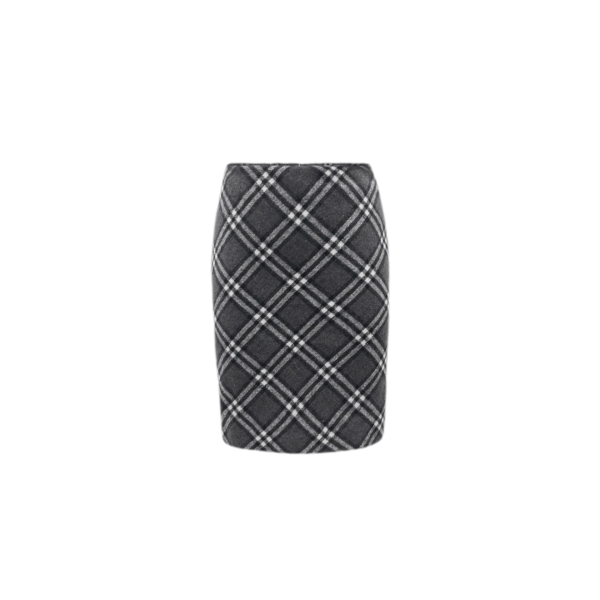 Diagonal Plaid A-Line Midi Skirt